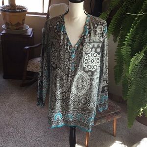 EUC Johnny Was Silk Blouse